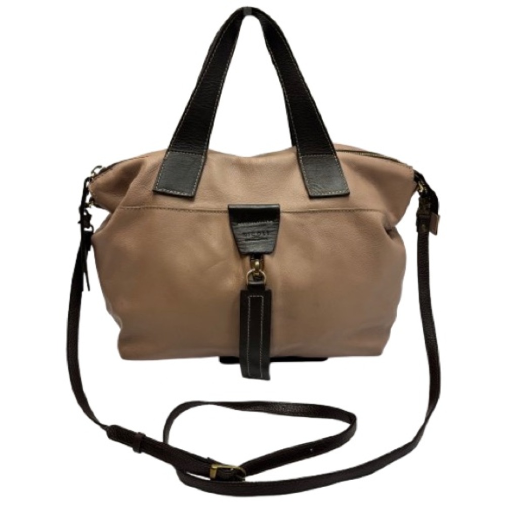 Nicoli Made in Italy Blush Beige Leather Satchel Crossbody